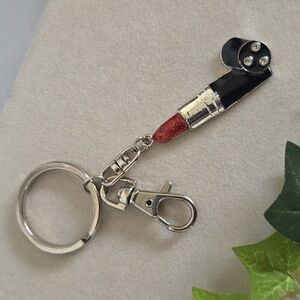 Vintage Harvey Lewis Red Lipstick Keyring Keychain Purse Charm